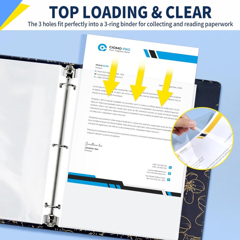 SUNEE Sheet Protectors 200 Packs for 3 Ring Binder, PVC-Free Clear Page Protectors 8.5x11 Inches Plastic Cover for Paper, Documents, Photos, Top Loading Binder Sleeves Letter Size - Image 3